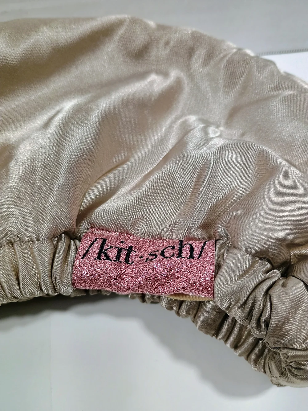 Kitsch Satin Sleeping Bonnet in Champagne with Pink Tag Ulta Beauty